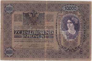 1918. 10.000K mindkét oldal azonos "Deutschösterreich" felülbélyegzéssel T:III-