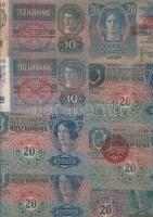 1913. 20K (6x) többféle változat, felülbélyegzettek is + 1915. 10K (2x) kétféle felülbélyegzéssel T:III,III-