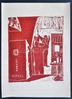 Olvashatatlan jelzéssel: Évának. Színezett linó, papír, 34×29 cm