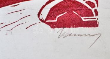 Olvashatatlan jelzéssel: Évának. Színezett linó, papír, 34×29 cm