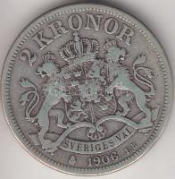 Svédország 1906. 2K Ag "II. Oszkár" T:3 Sweden 1906. 2 Krona Ag "Oscar II" C:F