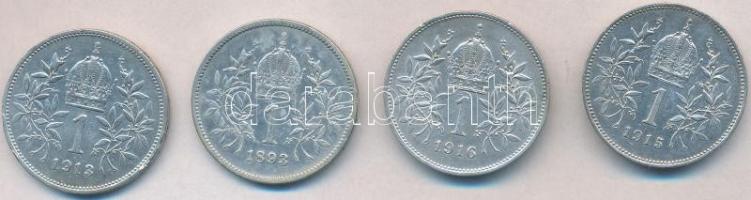 Ausztria 1893-1916. 1K Ag (4x) klf T:2 Austria 1893-1916. 1 Corona Ag (4x) diff. C:XF