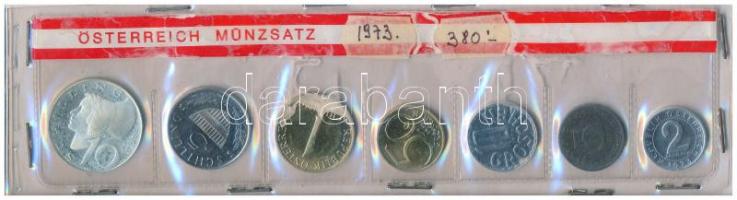 Ausztria 1973. 2Gr-10Sch 7klf érmés forgalmi sor fóliatokban T:1,PP Austria 1973. 2 groschen - 10 Schilling (7 diff.) set of coins in foil packing C:UNC,PP
