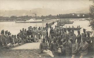 Military WWI Hungarian pioneers, temporary bridge, SS Franz Josef