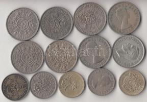 Nagy-Britannia 1948-1957. 1S (3xklf) + 1945. 2S Ag + 1948-1966 2S (8xklf) + 1983-1985 1Ł (2xklf) T:vegyes Great Britain 1948-1957. 1 Shilling (3xdiff) + 1945. 2 Shillings Ag + 1948-1966. 2 Shillings (8xklf) + 1983-1985. 1 Pound (2xdiff) C:mixed