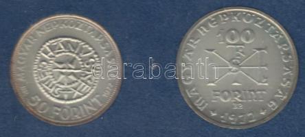 1972. 50Ft Ag + 100Ft Ag "Szt. István" pár T:BU nem hozzá való MNB plasztiktokban