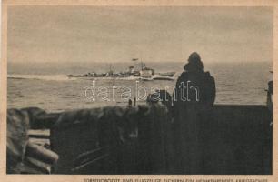German Torpedo boats and aircraft secure a returning warship