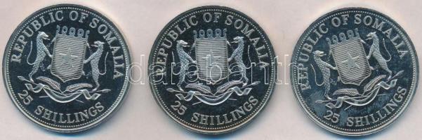 Szomália 1998. 6db 25Sch CuNi "A hajózás története" 3-3db multicolour érme dísztokban tanúsítvánnyal T:PP Somalia 1998. 25 Schillings CuNi "A history of World Shipping" 3-3 multicolour coin in case with certificate T:PP
