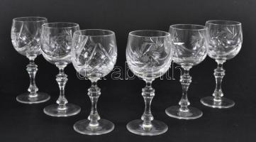 Ajka ólomkristály boros készlet, jelzett, csiszolt, metszett, hibátlan, m:15 cm / Lead crystal wine set