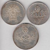1956. 10Ft + 20Ft + 25Ft Ag "10 éves a Forint" sor T:1