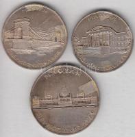 1956. 10Ft + 20Ft + 25Ft Ag "10 éves a Forint" sor T:1