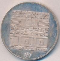 Ausztria 1976. 100Sch Ag "Innsbruck - XII. téli olimpia / Lesikló sánc" T:2 Austria 1976. 100 Schilling Ag "Winter Olympics Innsbruck / Ski take-off ramp" C:XF