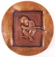 Csíkszentmihályi Róbert(1940-): Semmelweis Ignác, emlék plakett, bronz, jelzett, d:8 cm