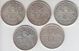 1992. 200Ft Ag "MNB" (5x) T:vegyes