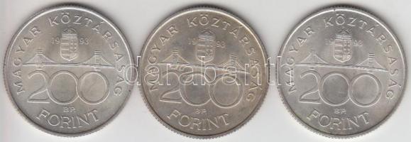 1993. 200Ft Ag "MNB" (3x) T:vegyes