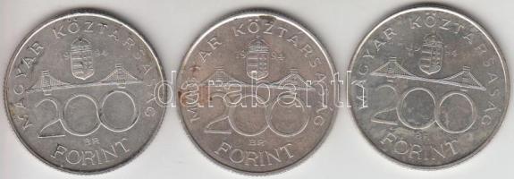 1994. 200Ft Ag "Deák" (3x) T:vegyes