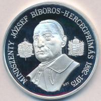 Bognár György (1944-) 1991. "Mindszenty József Bíboros Hercegprímás 1892-1975" Ag emlékérem (31,1g/0.925/42,5mm) dísztokban tanúsítvánnyal T:PP