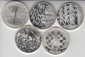 Hollandia 1990. "Waterloo-i csata" 5db klf Ag emlékérem szettben (25g/0.925/38mm) T:PP Ere...