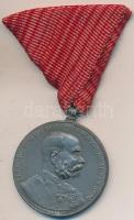 1898. "Jubileumi Emlékérem Fegyveres Erő Számára / Signum memoriae" cink kitüntetés mellszalaggal T:2- Hungary 1898. "Commemorative Jubilee Medal for the Armed Forces / Signum memoriae" zinc decoration with ribbon C:VF