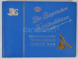 Die bayerischen Königsschlösser: Neuschwanstein. Herrenchiemsee. Linderhof. [München, 1895-1897, Albert] Három fényképes leporelló egybekötve, korabeli, díszes egészvászon kötésben, szép állapotban