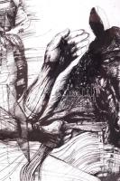 Ranko Radović (1935-2006) Le Chavalier caché. Rézkarc 62/90, papír, jelzett, üvegezett keretben 80×6...