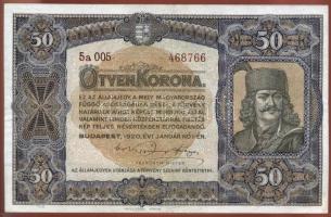 1920. 50K barna sorozat- és sorszámmal T:II