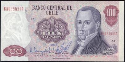 Chile 1983. 100P nyomdai papírránc T:I Chile 1983. 100 Pesos with typographical crease C:UNC