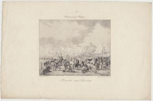 Philips Wouwerman (1619-1668) - Frédéric Laguillermie (1841-1934) - A. Salmon: Marché aux Chevaux. Lópiac. Rézkarc, papír /  Horse market, etching, 18x27,5cm