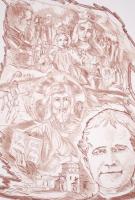 Saetti Paolo: Cent'anni dotio. Litográfia, papír, jelzett, keretben, 60×48 cm