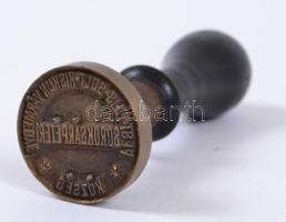 cca 1900 "Pest-Pilis-Solt-Kiskun Vármegye - Soroksárpéteri - község" feliratú, bronz körbélyegző fa nyéllel, 10cm