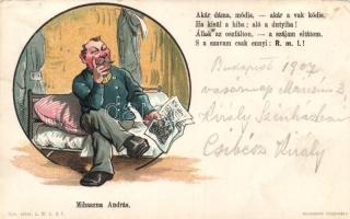 Mokány Berci 'Akár dáma, módis - akár a vak kódis...', humour, Mihaszna András, Athenaeum, litho