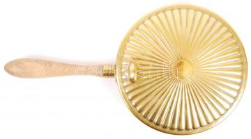 Régi, fanyelű, réz kukoricapattogtató /  Vintage brass popcorn pan, 28x15cm