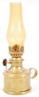 Lampe-Pigeon hordozható réz petróleumlámpa üvegburával /  Lampe-Pigeon oil lamp with glass shade, 19,5cm