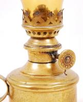 Lampe-Pigeon hordozható réz petróleumlámpa üvegburával / 
Lampe-Pigeon oil lamp with glass shade, 19...