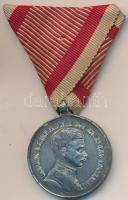 1917. "Károly Ezüst Vitézségi Érem II. osztálya" hadifém kitüntetés mellszalaggal T:2 Hungary 1917. "Silver Medal for Bravery 2nd class" war metal decoration with ribbon C:XF