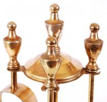 Bronzírozott fém kandallószett / 
Metal fireplace set, 60cm