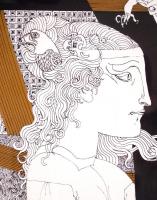 Szász Endre (1926-2003): A sárkány és a fáklyás. Szitanyomat 82/100, papír, jelzett, üvegezett keret...