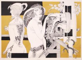 Szász Endre (1926-2003): Trófea I. Szitanyomat 50/50, papír, jelzett, üvegezett keretben 70×50 cm