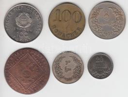 Vegyes fém-és ezüstpénz, bankjegy és jelvény tétel: összesen 13db klf darab, közte magyar és külföld...