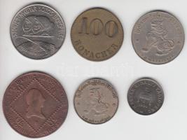 Vegyes fém-és ezüstpénz, bankjegy és jelvény tétel: összesen 13db klf darab, közte magyar és külföld...