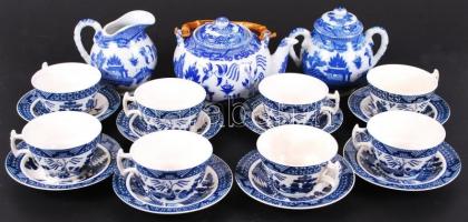 Jelzett japán teázó szett: 2db kiöntő, 1db cukortartó, 8db csésze és alátét / Japanese tea set