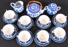 Jelzett japán teázó szett: 2db kiöntő, 1db cukortartó, 8db csésze és alátét / 
Japanese tea set