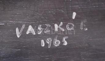 Vaszkó E jelzéssel: Ütközések. Olaj, karton, üvegezett új keretben 52×66 cm