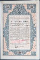 Ausztria/Bécs 1916. Állami kötvény 100K-ról szelvényekkel T:II Austria/Vienna 1916. Staatsanleihe 100 Corona with coupons C:XF