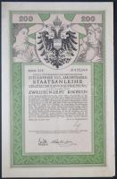 Ausztria/Bécs 1916. Állami kötvény 200K-ról szelvényekkel T:II Austria/Vienna 1916. Staatsanleihe 200 Corona with coupons C:XF