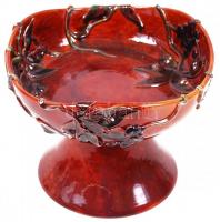 Pápai Kata (keramikus): Leveles nagy kínáló. Mázas kerámia gazdagon díszített, jelzett, hibátlan, m:...