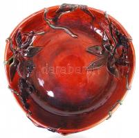 Pápai Kata (keramikus): Leveles nagy kínáló. Mázas kerámia gazdagon díszített, jelzett, hibátlan, m:...