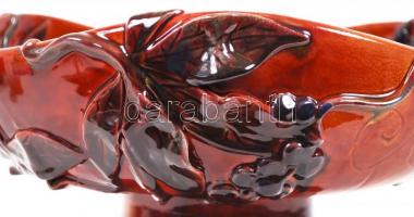 Pápai Kata (keramikus): Leveles nagy kínáló. Mázas kerámia gazdagon díszített, jelzett, hibátlan, m:...