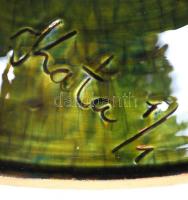 Pápai Kata (keramikus): Leveles nagy kínáló. Mázas gazdagon díszített kerámia, jelzett, hibátlan, m:...