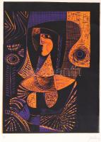 Olvashatatlan jelzéssel: X3. Színezett linó, papír, 20×15 cm